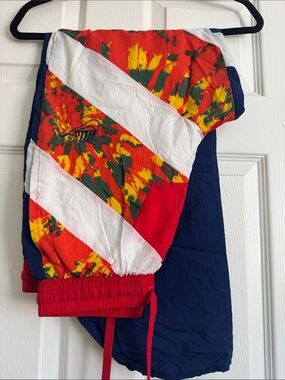 Nike Red, Yellow, Green Tie-Dye Tee with Navy Logo